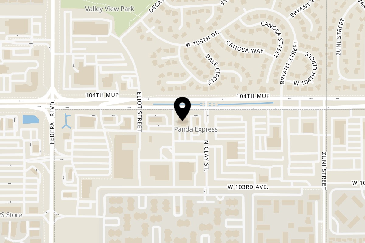 Map showing the location of Chili Shack Westminster on 2690 West 104th Avenue in Westminster